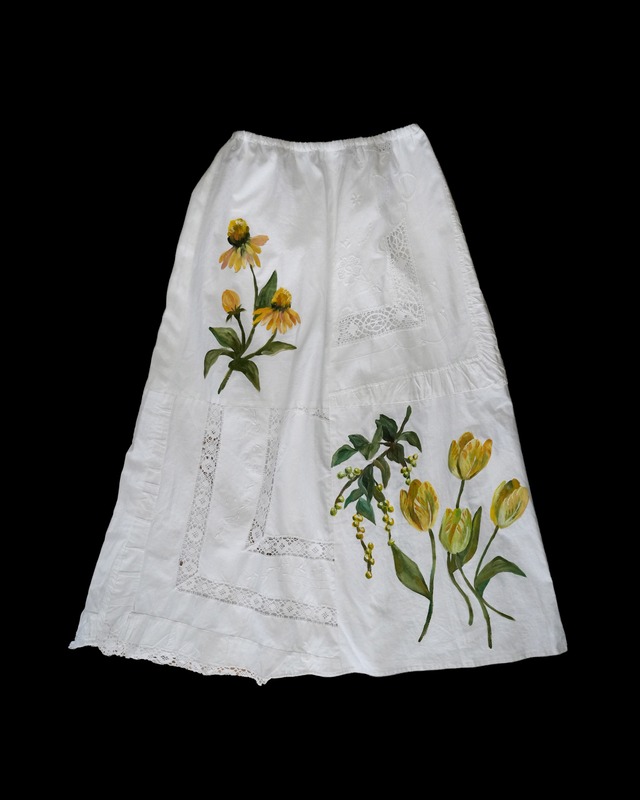 vintage lace skirt white*orange