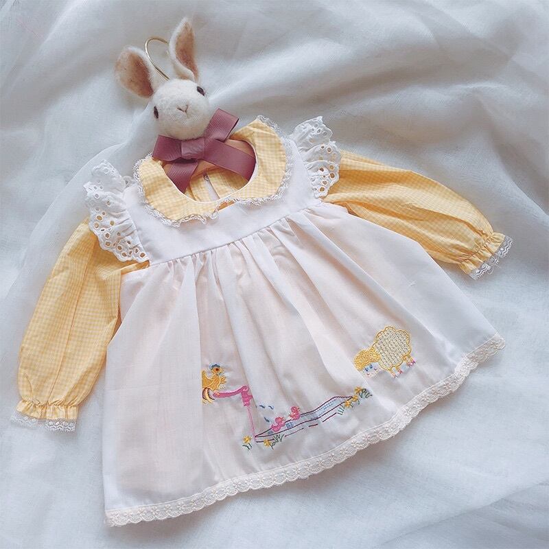 スプリングワンピーススタンダードドレス レトロ 春物 超面白いベビーショップ76629958497