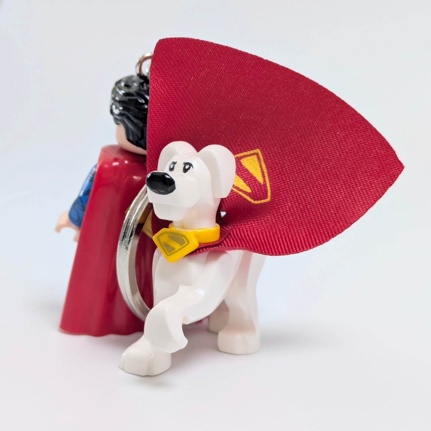 ★ブロックフィギュアキーホルダー★【 Superman 】『 スーパーマン&クリプト 』スーパーマン / スーパードッグ / DCコミックス〚アメリカン雑貨 アメトイ〛