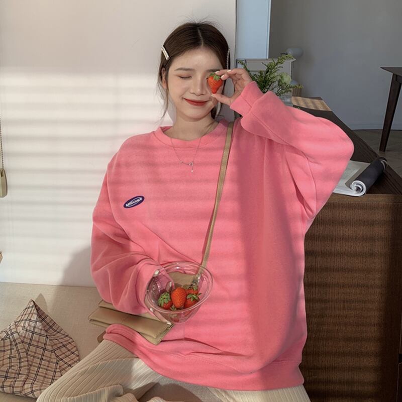 トレーナー ワンポイント ロゴ レディース かわいい 韓国トレーナー レディース スウェット トレーナー レディース カットソー 長袖 韓国ファッション 春 秋 冬 レディース トップス カジュアル カラフル ガーリー レイクブルー パープル ピンク グレー Viento