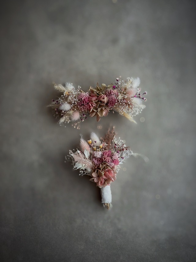 蝶ネクタイとポケットブーケのset