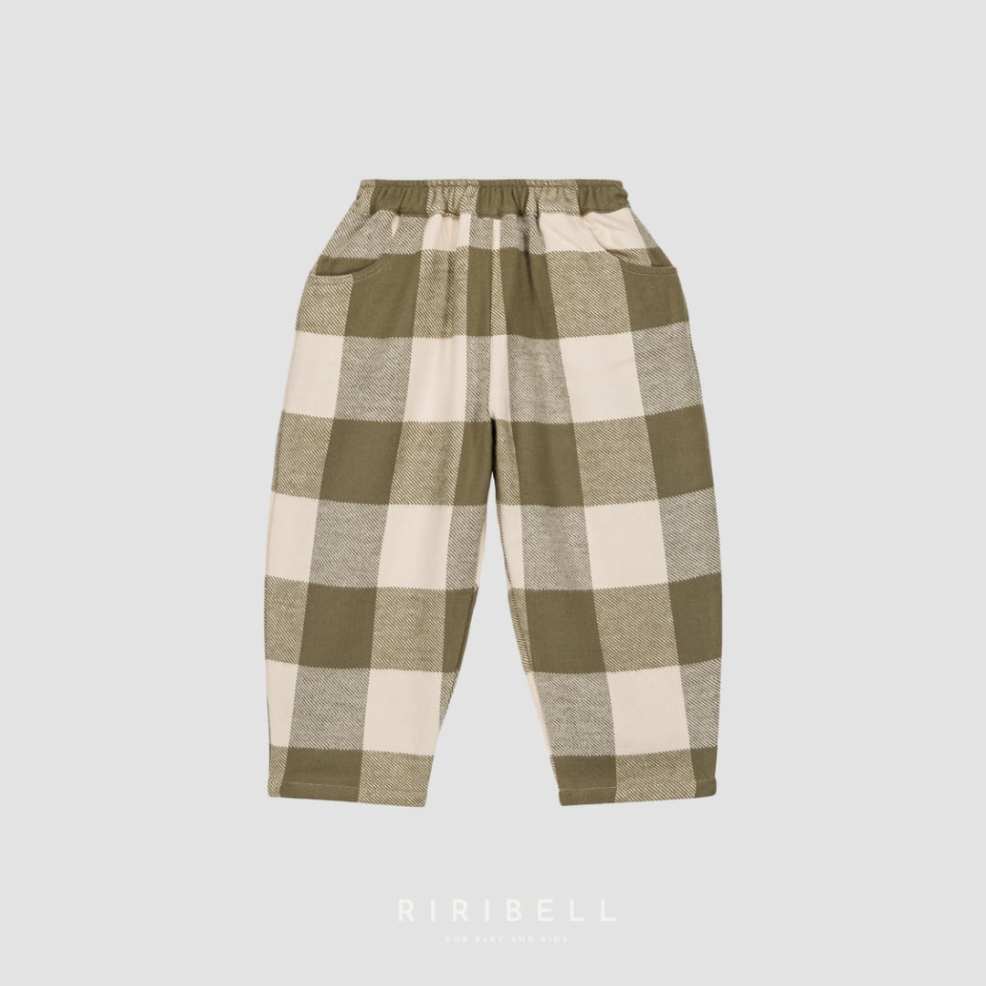 【STUDIO BOHEME】CARROT PANTS - KAKI GINGHAM <18M/24M>