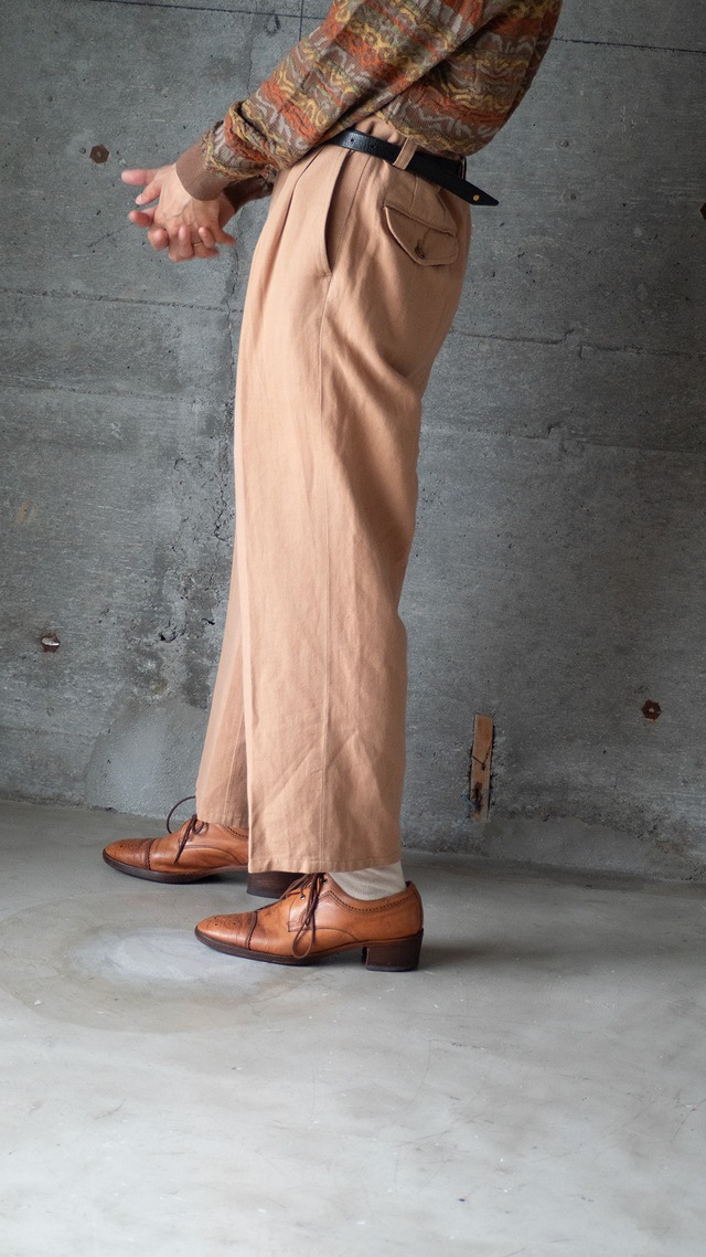 "PARK MILLER" 1990s Linen cotton 2tuck trousers