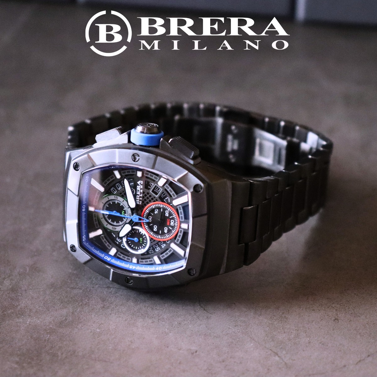 BRERAブランド BRERA MILANO SUPERSPORTIVO TONNEAU QUARTZ CHRONOGRAPH BMSSTNQC4103