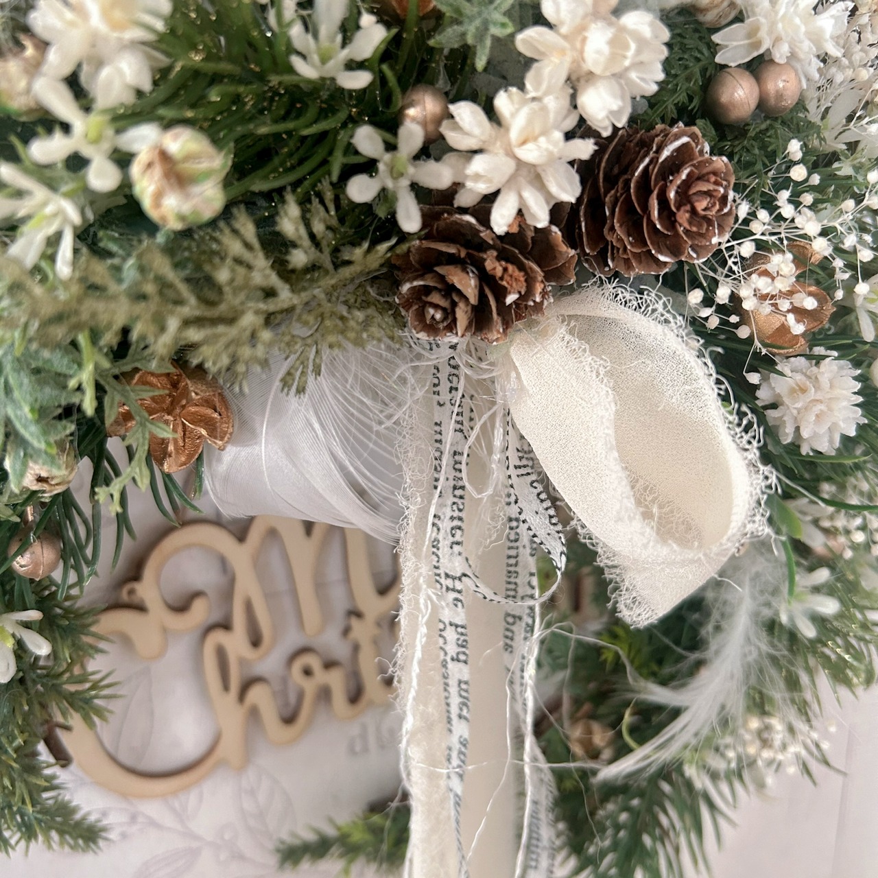 グリーンクリスマスクレセントリース/クリスマス/クリスマスリース 