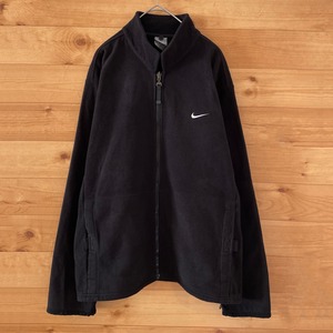 【NIKE】フリースジャケット フルジップ スウッシュ 刺繍ロゴ THERMA FIT ナイキ us古着