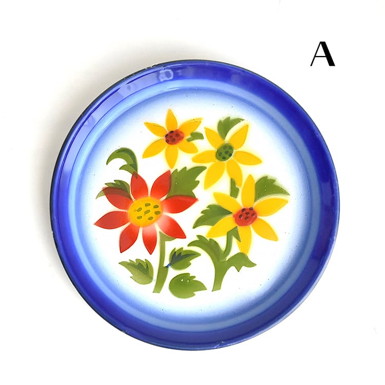 タイ RABBIT BRAND ホーロー皿 (トレイ) 【 22cm 】 青のふち付き