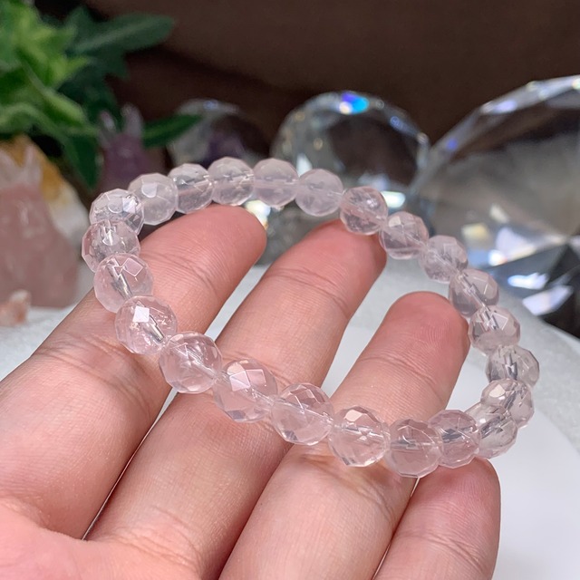 透明度高・ローズクォーツ多面カットブレスレット