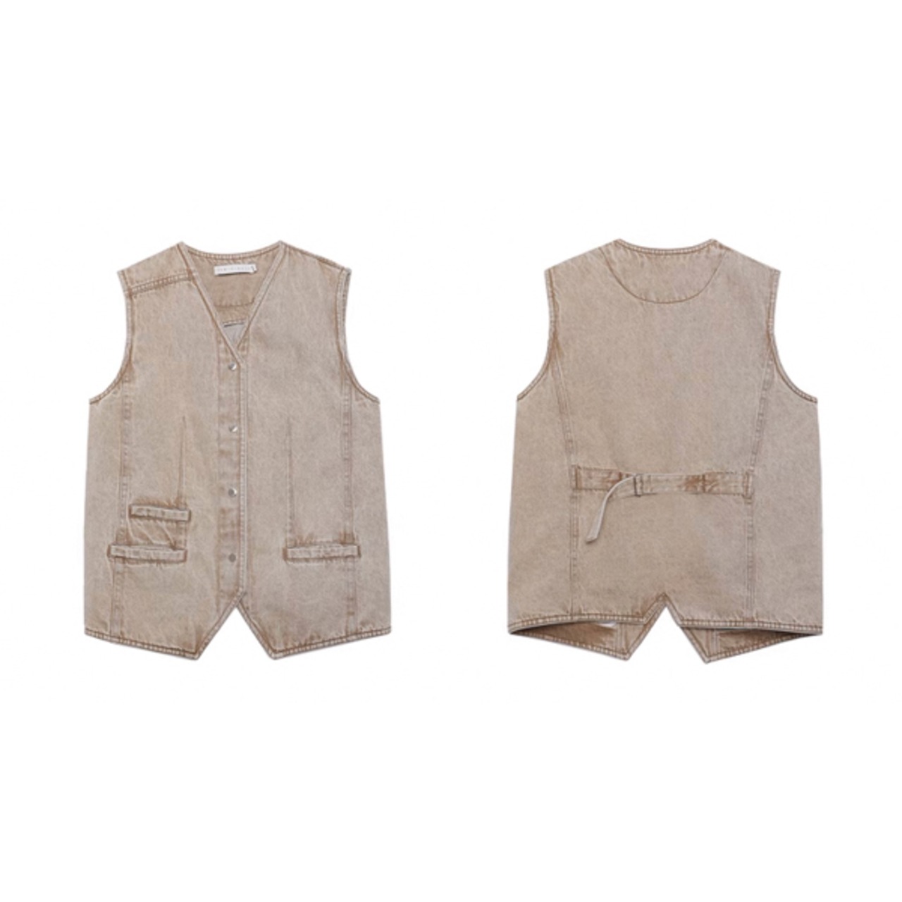 Vネックウォッシュデニムベスト S0151