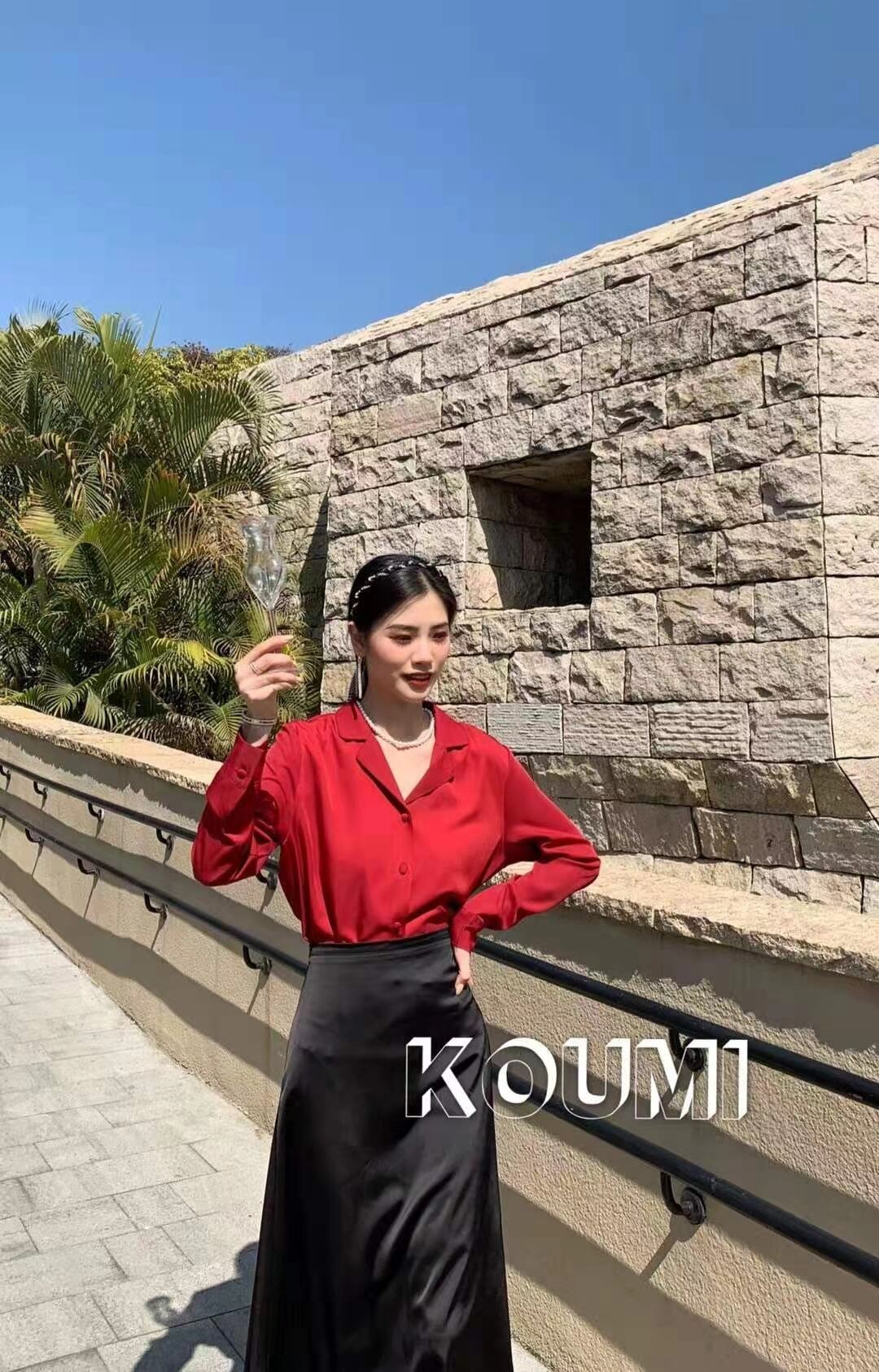 オープンカラーブラウス  AJ42441-603