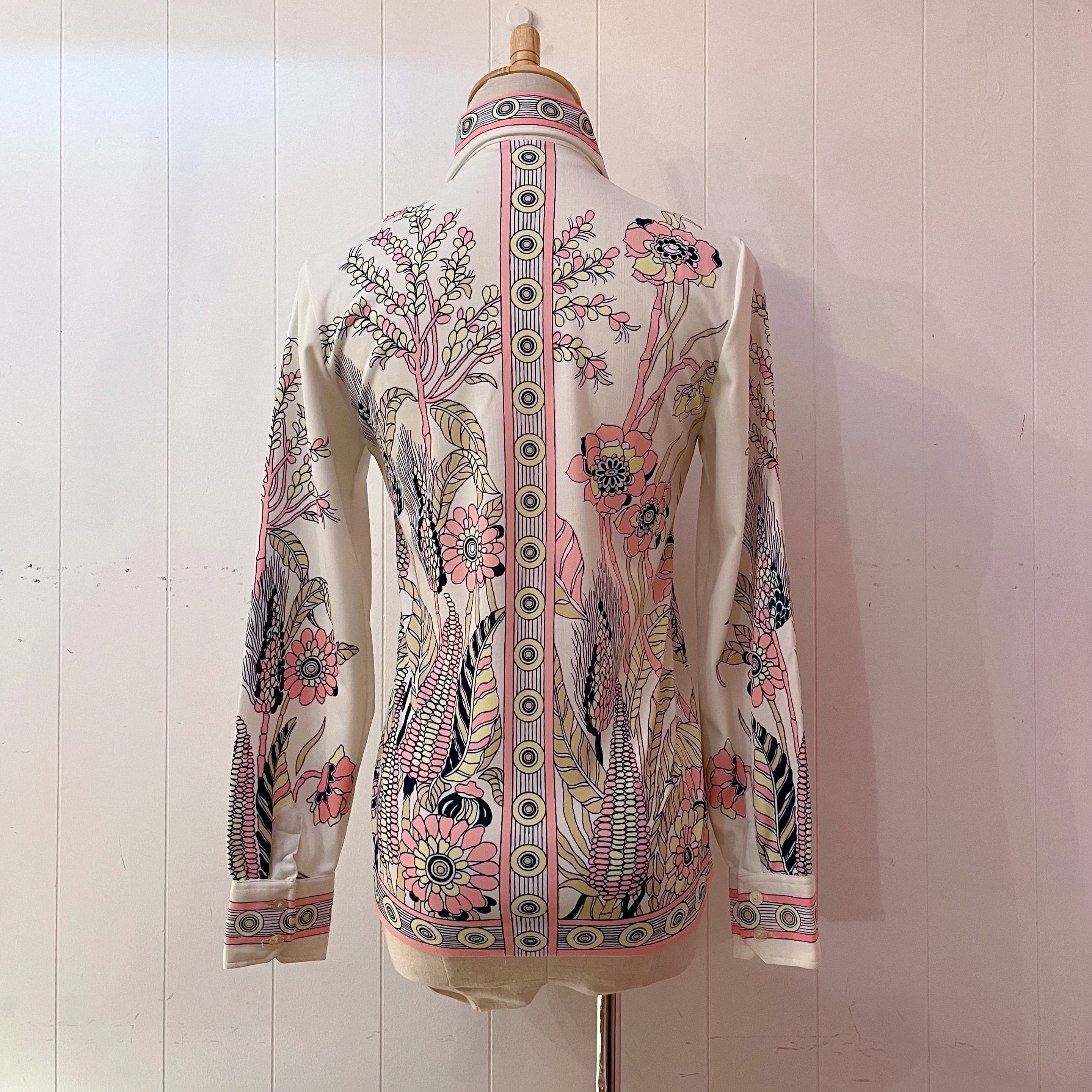 pink yellow botanical blouse