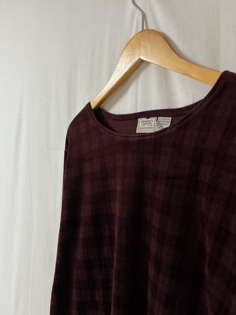 1990's Woven Check Pattern Velour Cut and Sewn