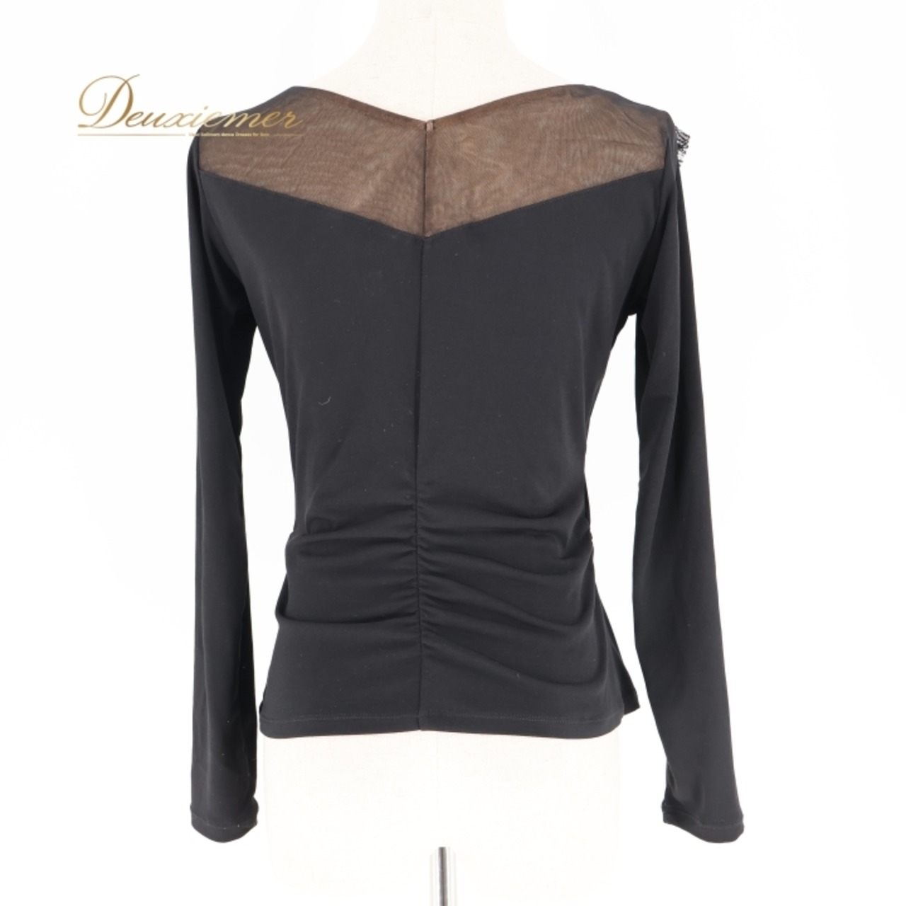 社交ダンス 衣装 トップス ブラウス ブラック系 チャコットロイヤルダンス Chacott ROYAL DANCE 日本製 黒 フリル 上品 練習 レッスン 伸縮 ストレッチ 長袖 かわいい 華やか レース ダンス衣装 イベント ステージ パーティー