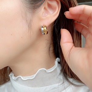 ツートーン ミニ ボリューム ピアス MP196