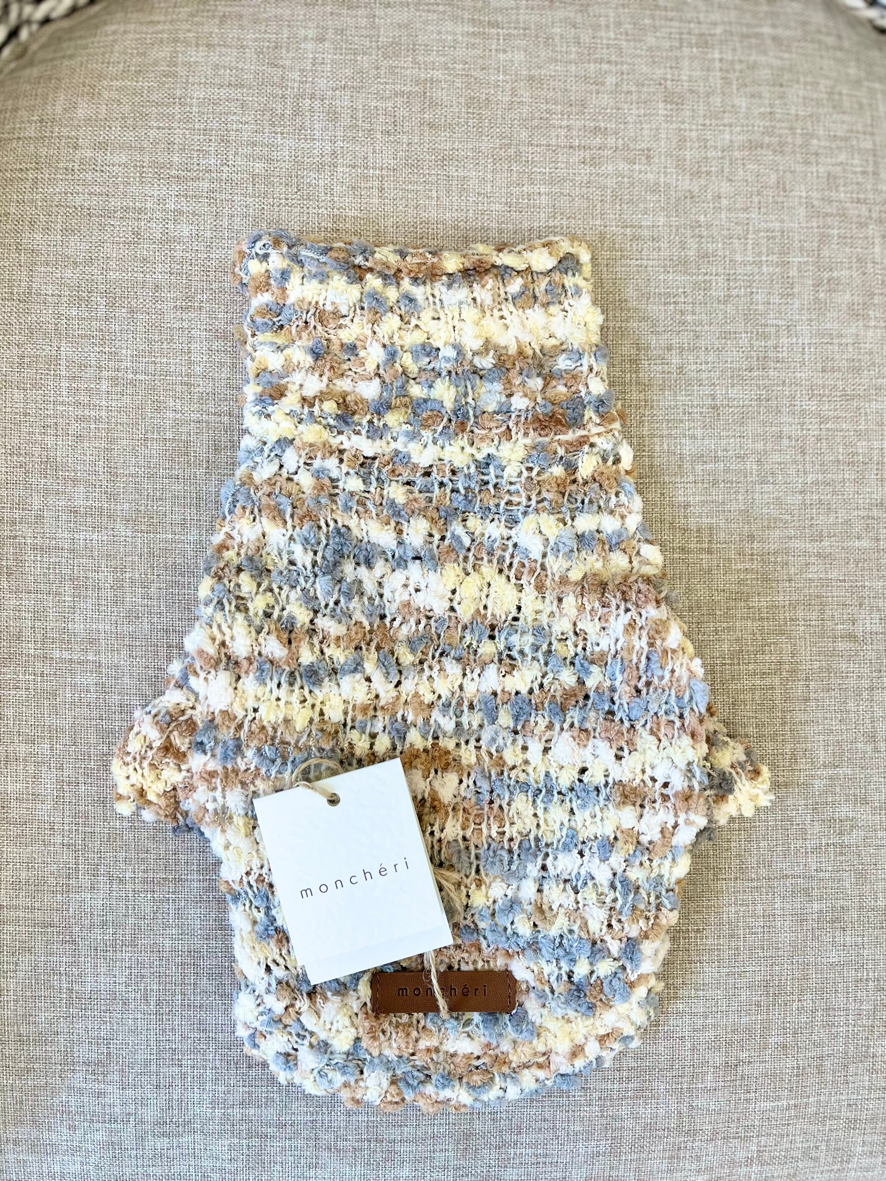 moncheri ミックスカラーハイネックニット BLUE Sサイズ | トリミング