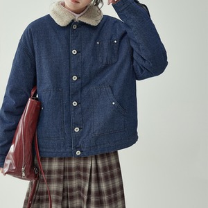 blue single breasted velvet denim jacket