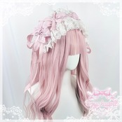 ♡【全3色】MAID Princess flower フリルレース リボンヘッドドレス pink ♡