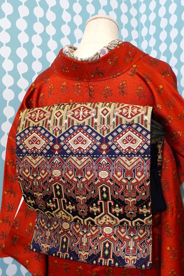 ☆更紗柄のお洒落な名古屋帯m3601｜名古屋帯 