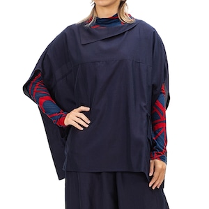 【新作】小紋地柄ドライシャンブレー オーバーブラウス【254-1130】