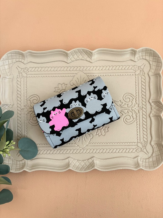 シンプル仕様のミニ財布・メロウフレンズCATブラック