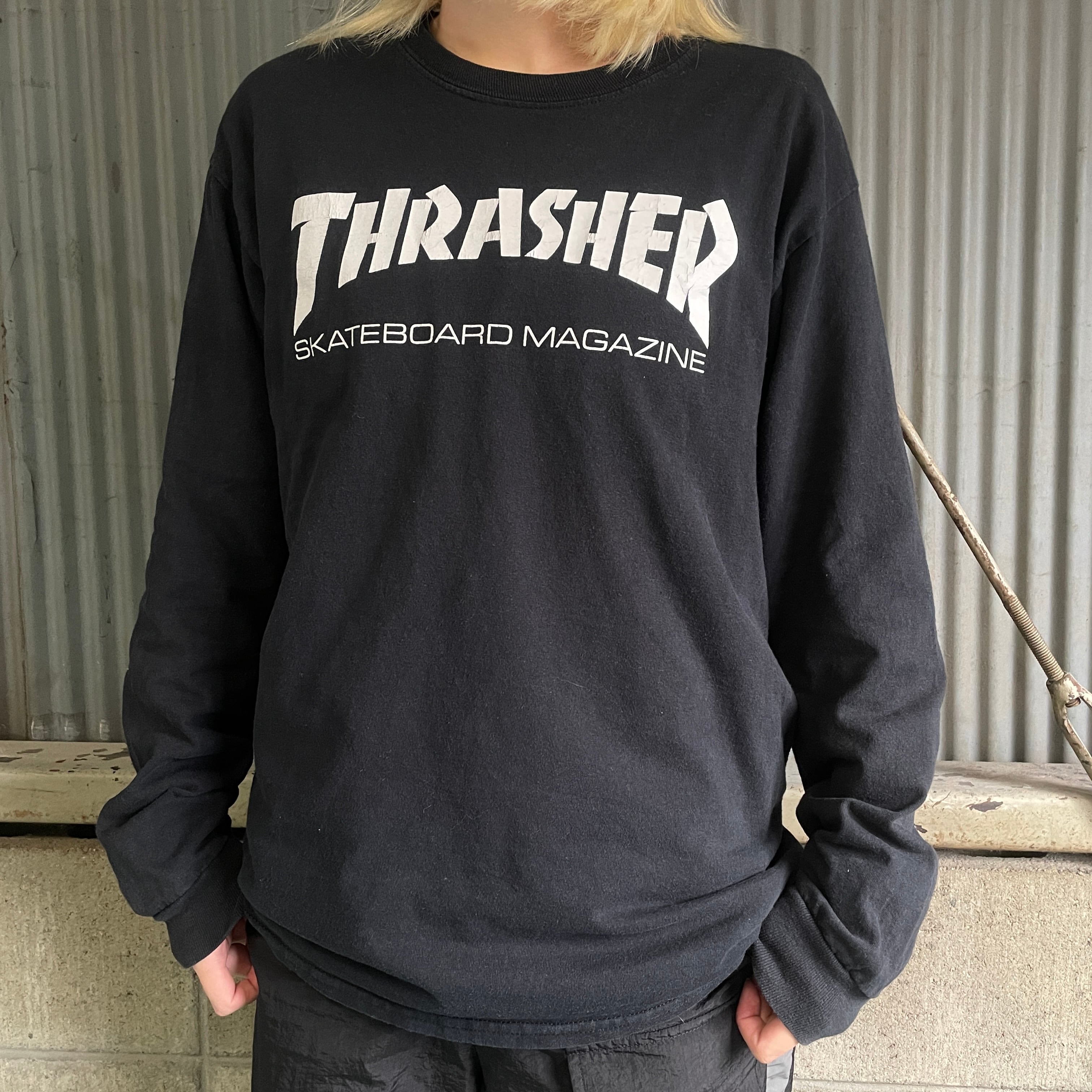 THRASHER FLAME LOGO スラッシャー フレイム 長袖Tシャツ メンズM 古着 