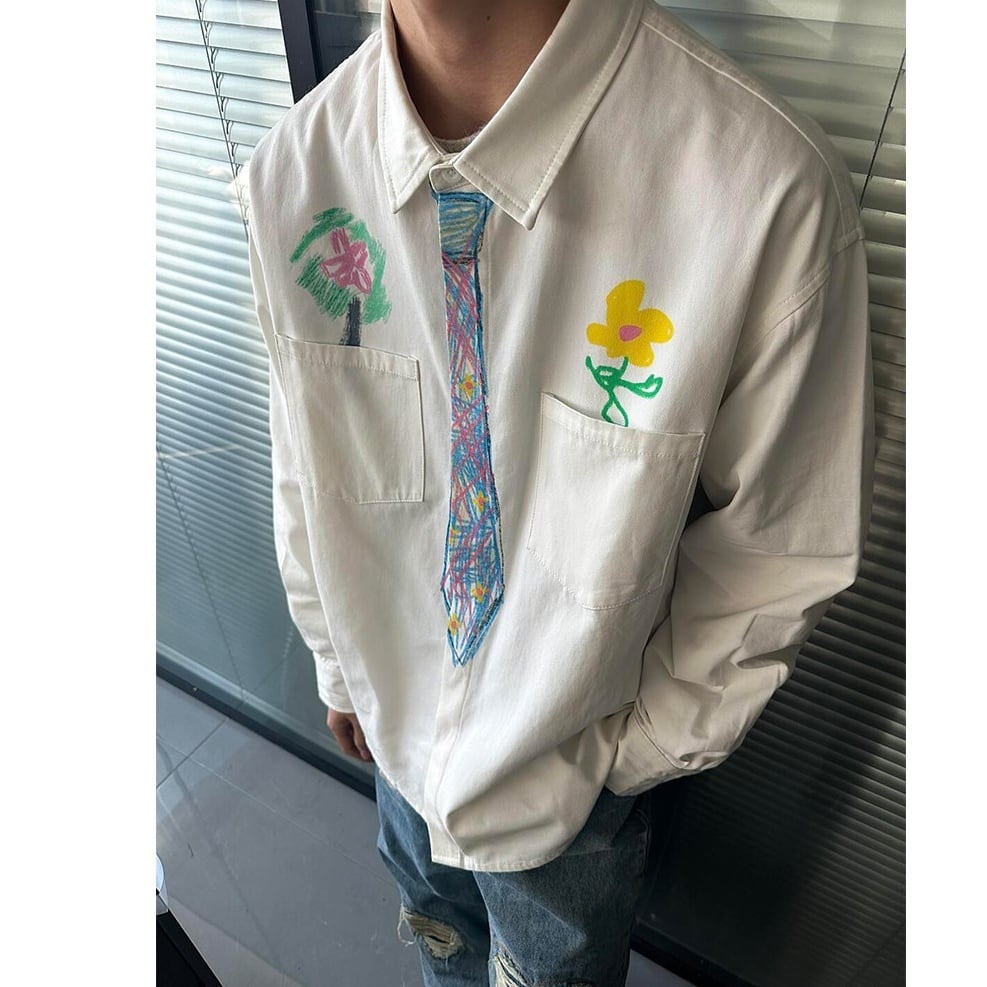 Men's : Art Flower Tie-Print Shirt*MS-10