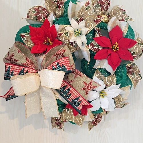 アメリカン デコメッシュ クリスマスリース⑤