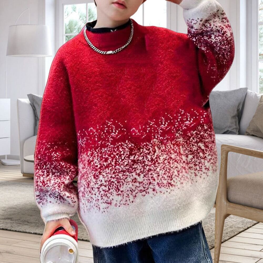 【送料無料】 子供服 男の子 女の子 キッズ ニット セーター グラデーション 長袖 韓国 春秋 おしゃれ 厚手 暖かい カジュアル ゆったり 小学生 柔らかい 大人可愛い 大人女子