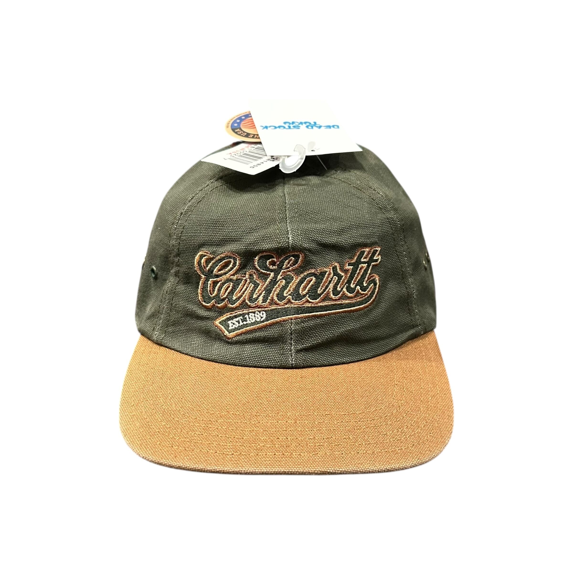 Dead Stock!! 90s Carhartt "script logo" leather belt cap MOS