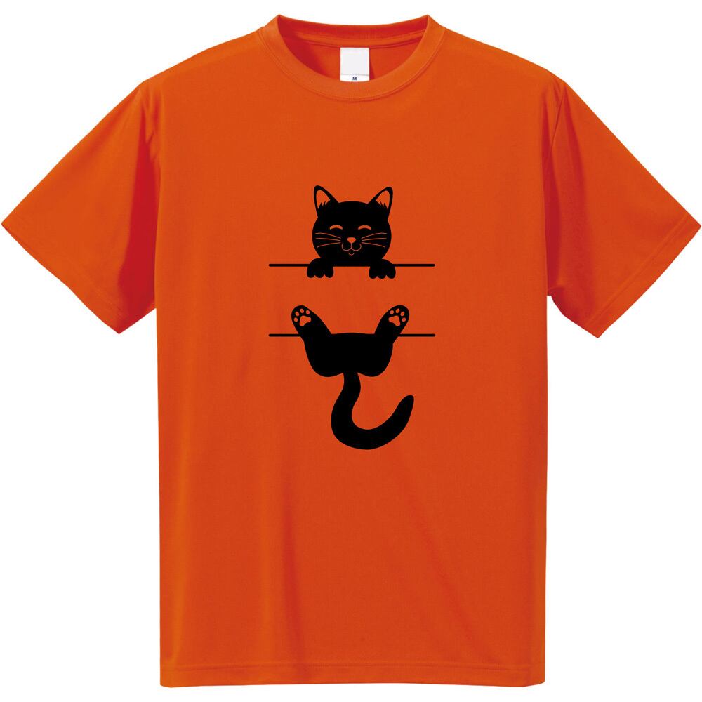 吸水速乾 UVカット ドライTシャツ しがみつく猫 猫好き かわいい