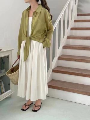 裾結びシアーブラウス　AJ22085-115