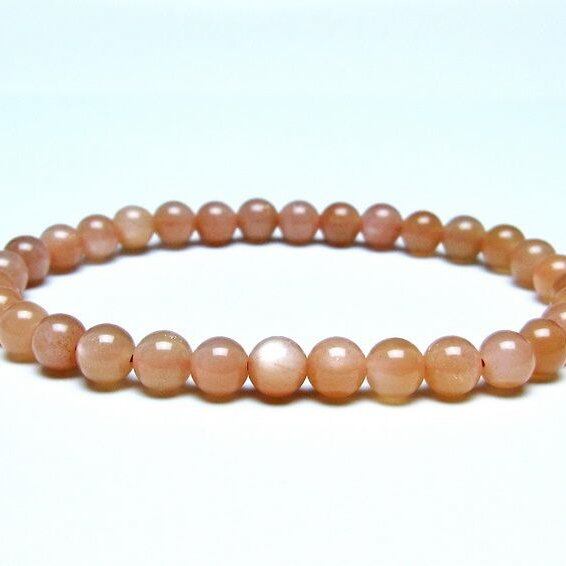 オレンジムーンストーン ブレスレット 6mm 一点物 メール便可 [M便 1/10] 111-48568