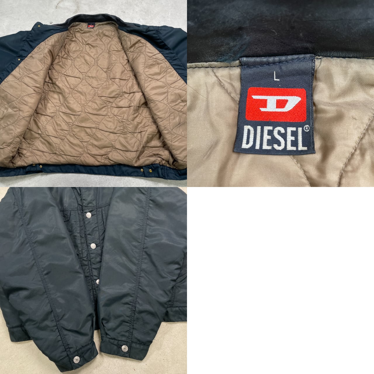 00s Diesel 異素材切替 フライトジャケット ナイロン なつかしい 