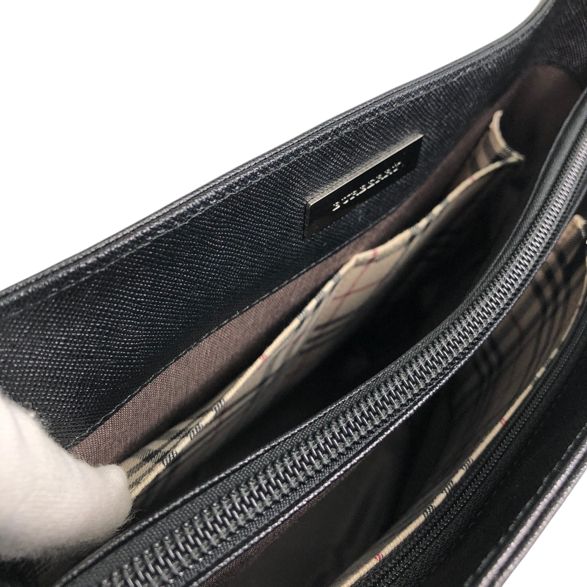 BURBERRY バーバリー トートバッグ ブラック ロゴ レザー 型押し