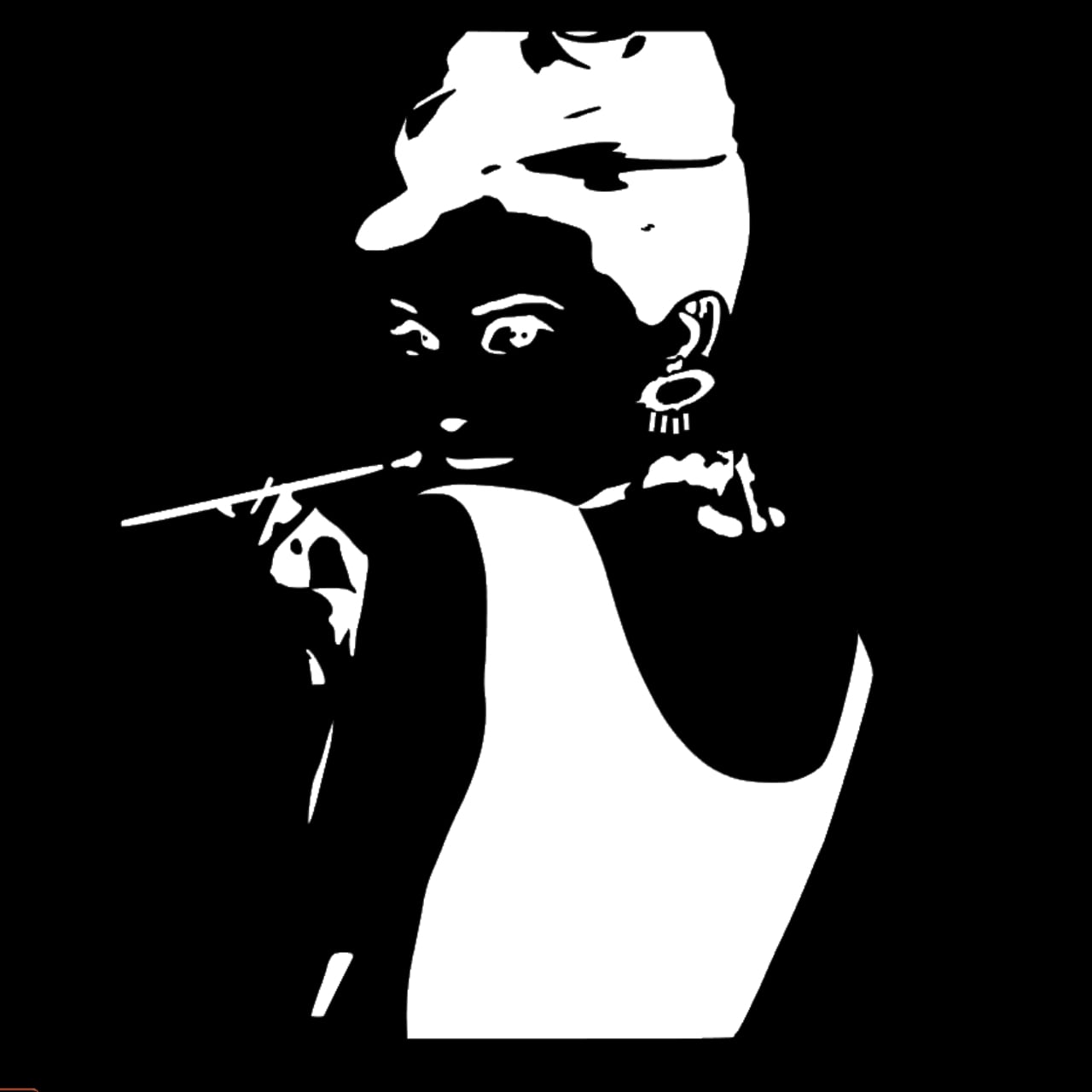 ウォールステッカー オードリー 振り向き Audrey シルエット 白 マット