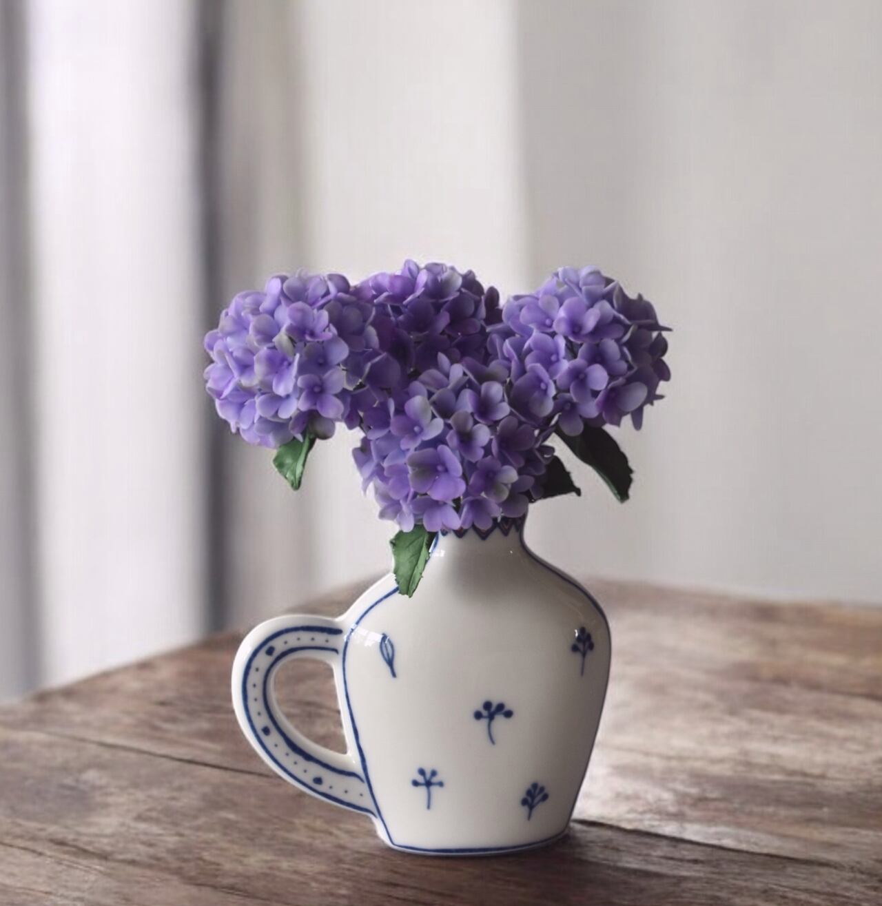 ◇粘土のお花◇ ミニサイズ♪ 秋色紫陽花 パープル A1275 | oldfantasy