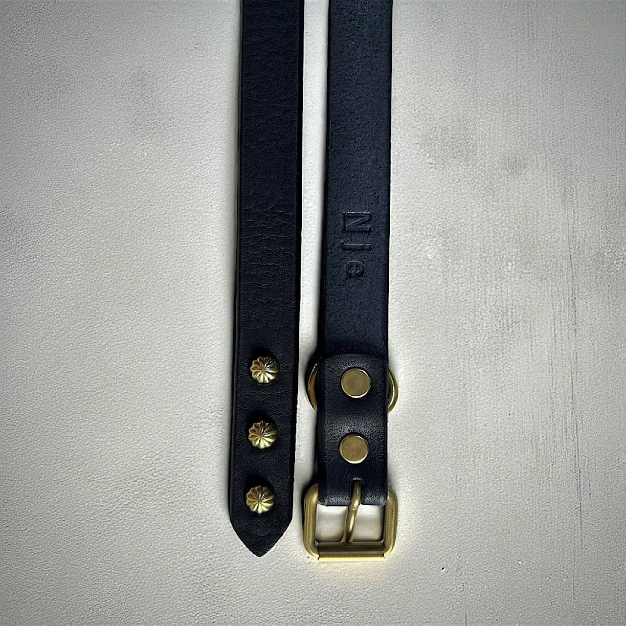 ナローベルト スタッズベルト 栃木レザー 【Nje-bt19-3GD】 | cazari.000