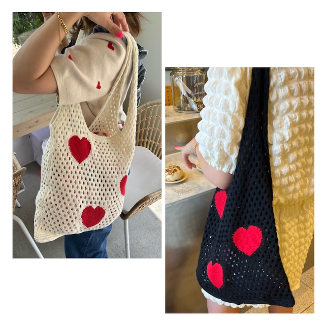 HEART KNIT BAG -2color-