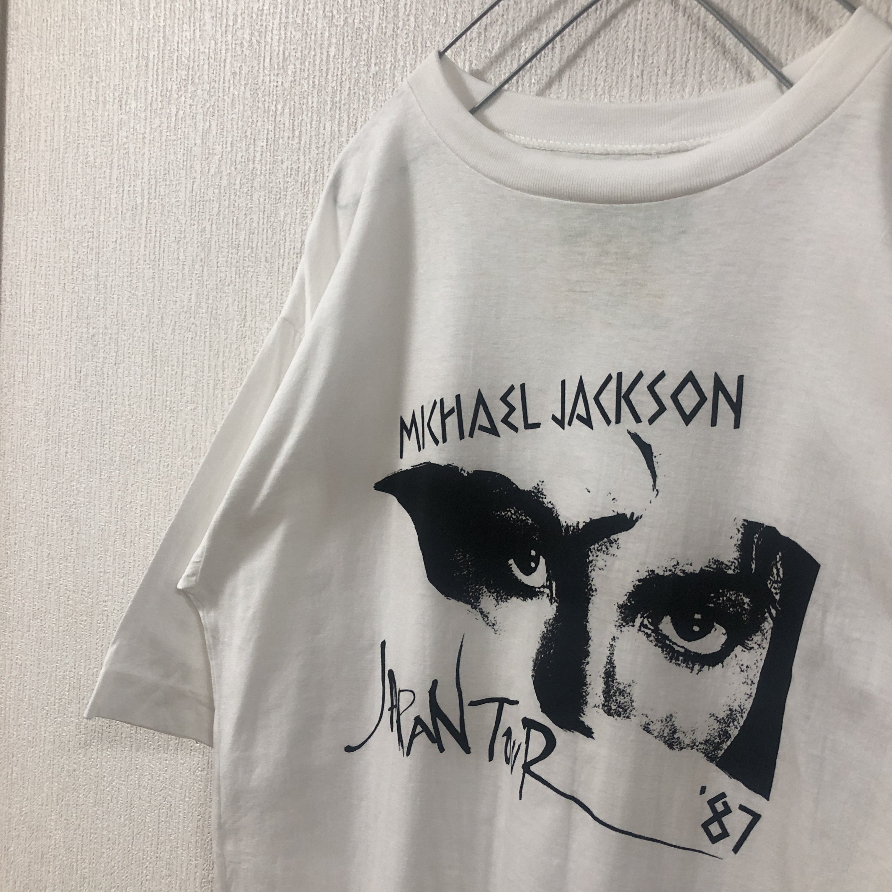 新品 80s Michael Jackson JAPAN TOUR 87 マイケルジャクソン ジャパン ツアー クルーネック 半袖 Tシャツ デッドストック ホワイト L Vintage Music Item ヴィンテージ  80年代 アーティスト ミュージシャン【メンズ】