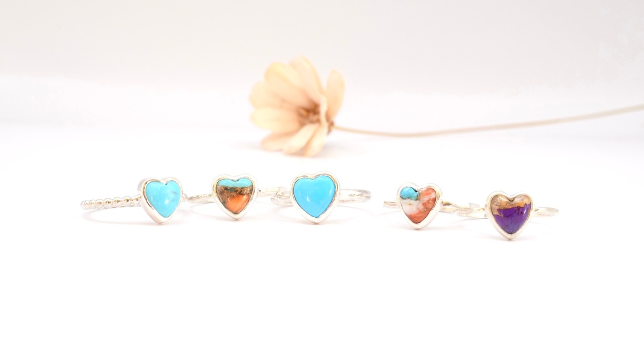 Pink copper heart turquoise ring《silver925》【受注製作】