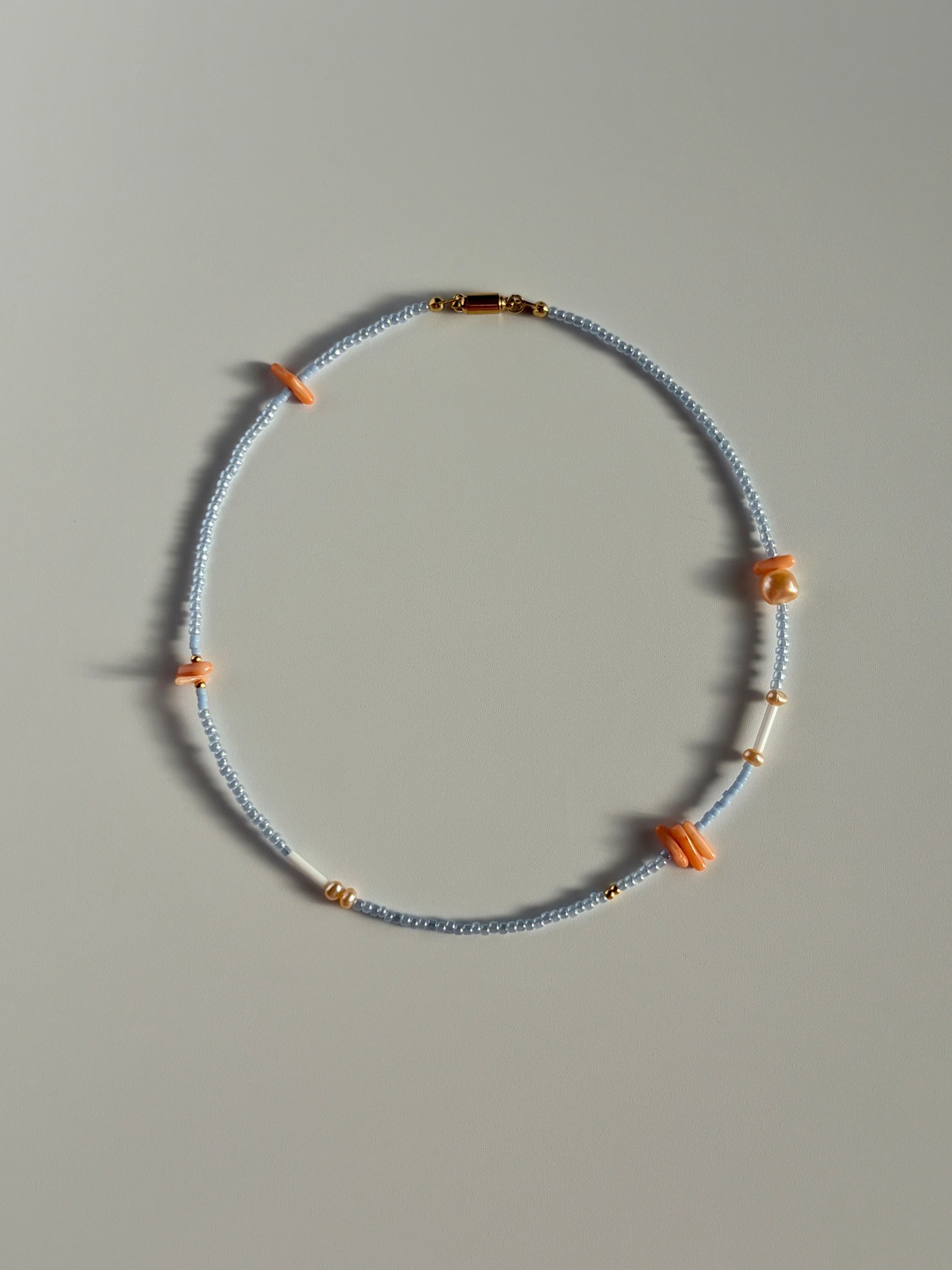 Coral Blue Beads Necklace［BZN42］
