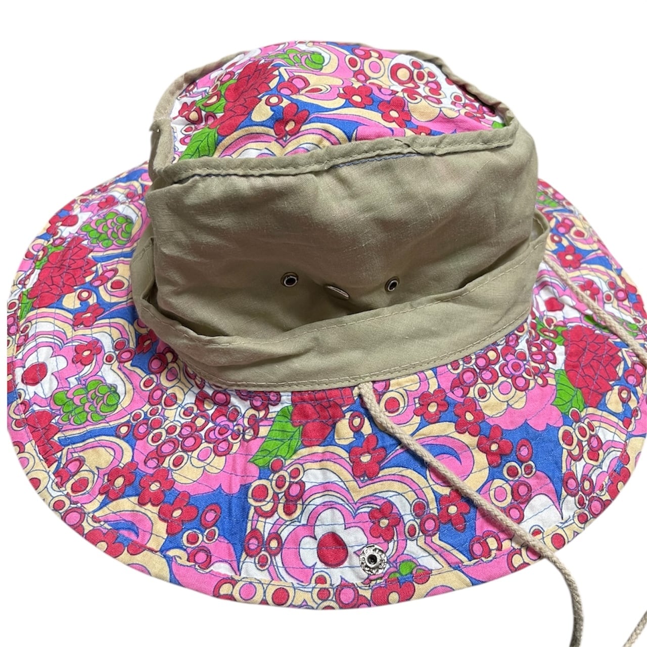 VINTAGE 1960s–70s サイケ ヒッピー 帽子 Psychedelic Flower Power