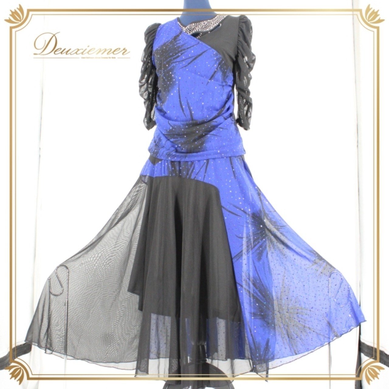 社交ダンス 衣装 スタンダード 上下セット ツーピース パーティ衣装 女性用 オールシーズン 黒 青 ブラック系 ブルー系 ラインストーン レース おしゃれ 伸縮性 ゴムウエスト タンクトップ 夏用 ダンスウェア フォーマル パーティー クリスマス 特別イベント 薄手 大人用 レディース セットアップ 2ピース コスチューム ファッション 柄物 アウトドアイベント シンプル