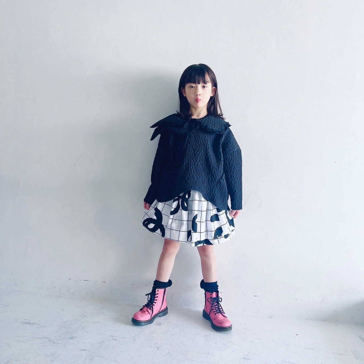 FRANKY Ü 黒と白のドットショートパンツ キッズ80cm
