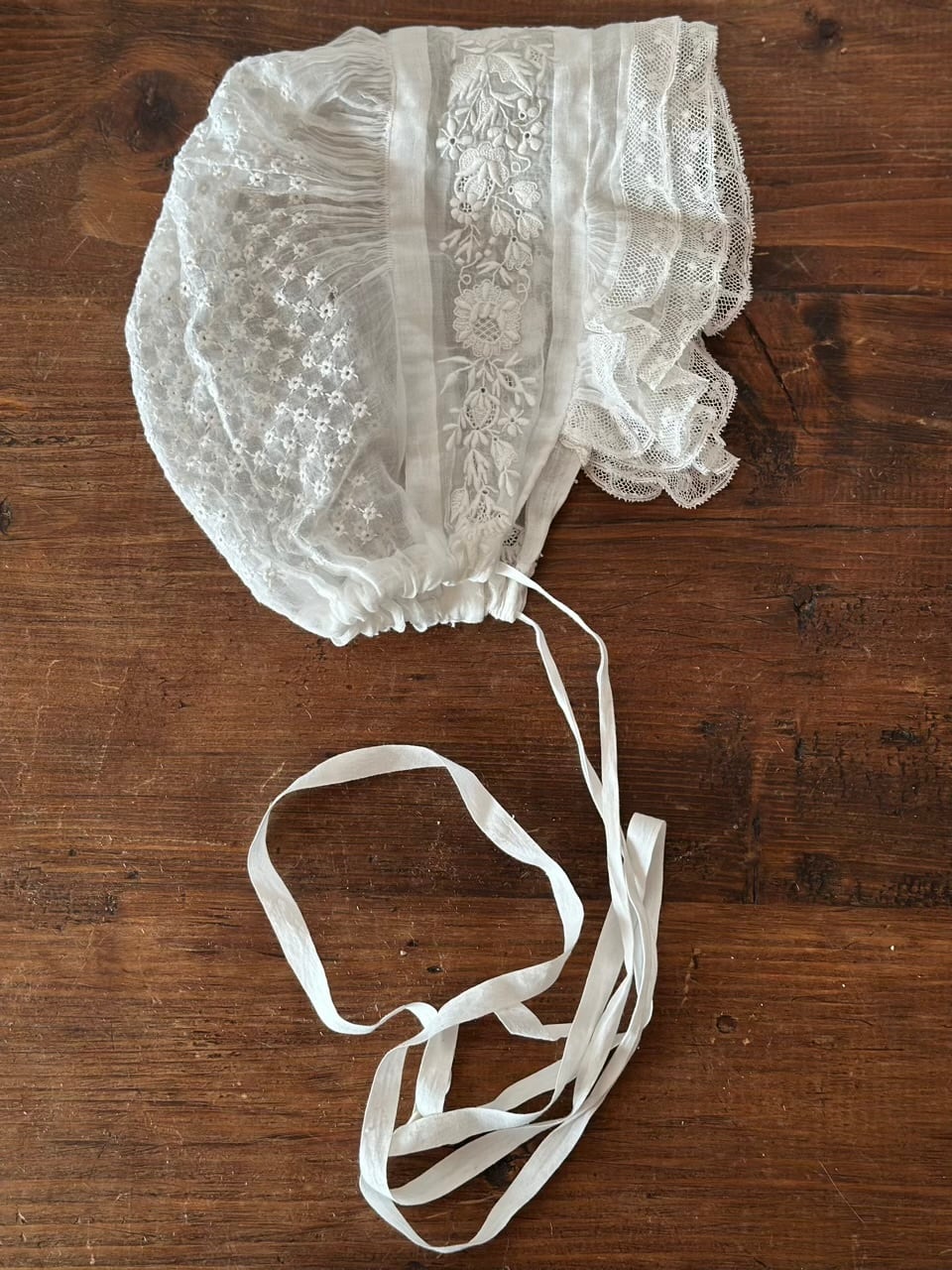 19世紀 チュールレース 少女のボネ 帽子 | Brocante de La Cocotte