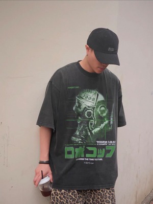 TIRES “ROBOCOP GLITCH” ヴィンテージウォッシュTシャツ