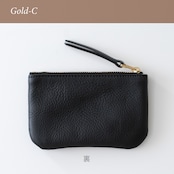 革のフラットポーチS Black