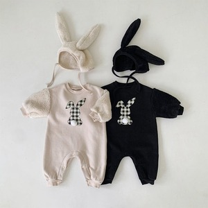 【BABY】冬作モコモコ暖かいウサギ連体服&帽子付き
