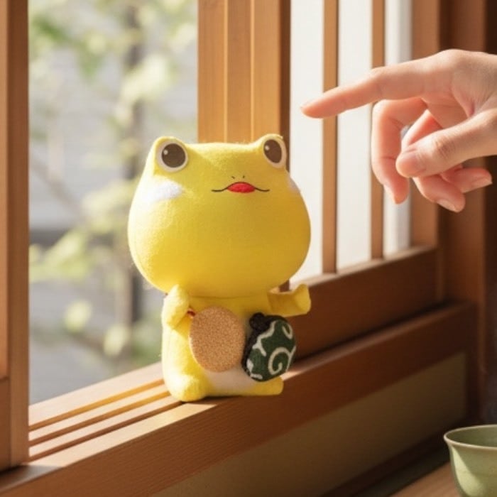 にらめっこ 猫とカエルの置物　誠心 にらめっこ蛙 カエル ミニチュアアニマル 小さな動物の世界 レトロ