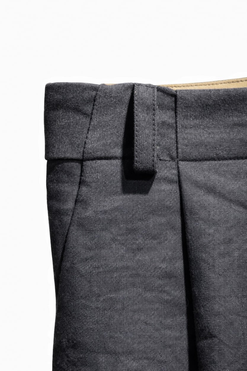 FRANK LEDER / Washed Moleskin 1 Tuck Wide Trousers / BLUE GREY | max's